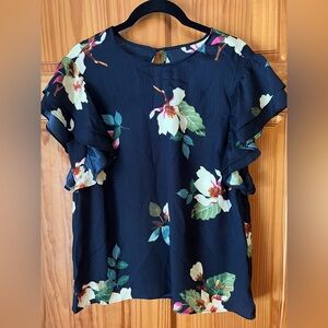 RACHEL Rachel Roy Dark Blue Floral Blouse